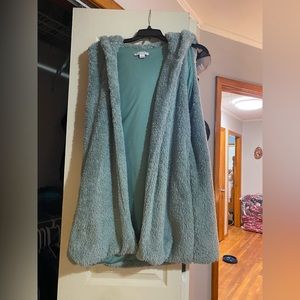 Teal fuzzy vest